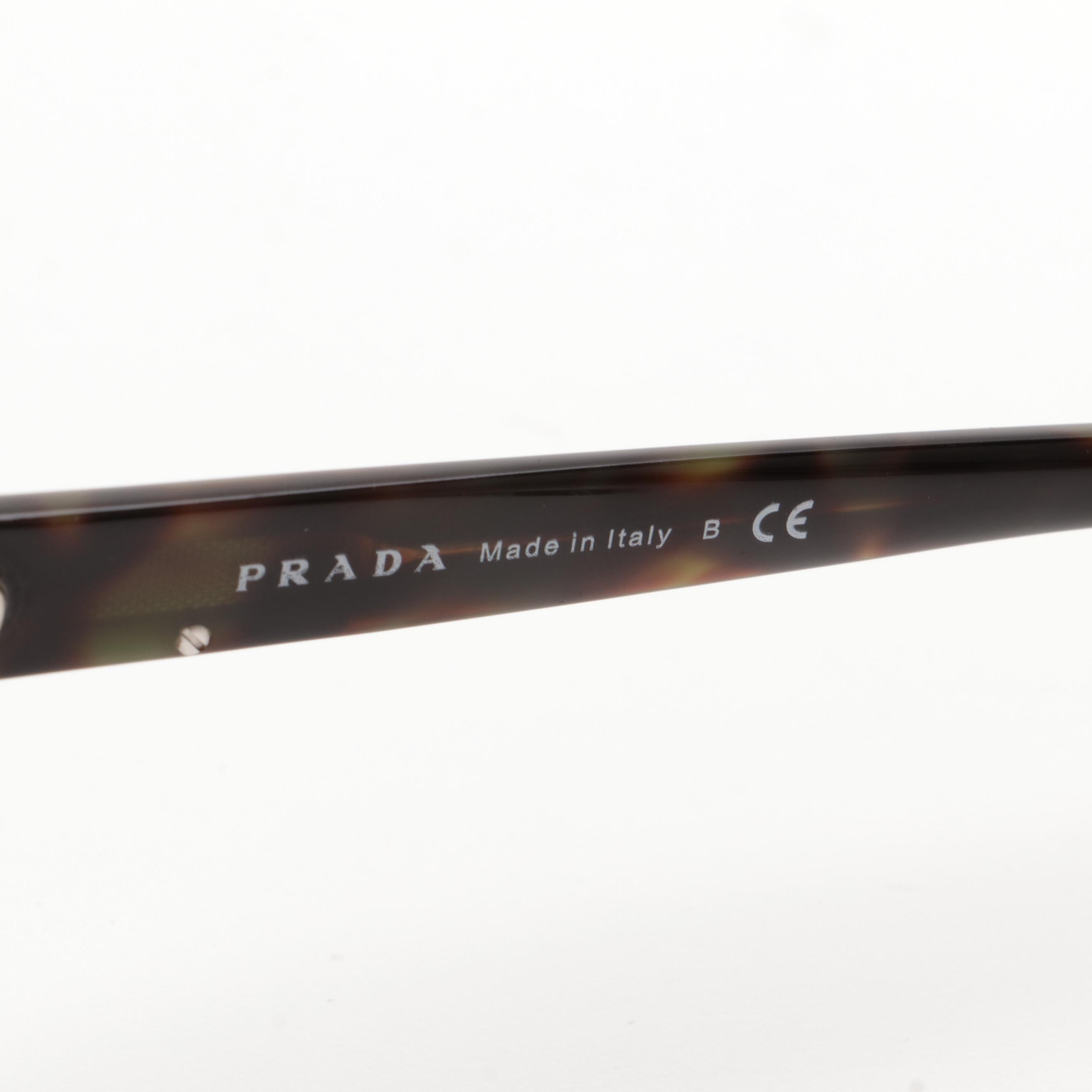 Prada SPR 29N Rectangular Sunglasses in Tortoise Acetate with Case