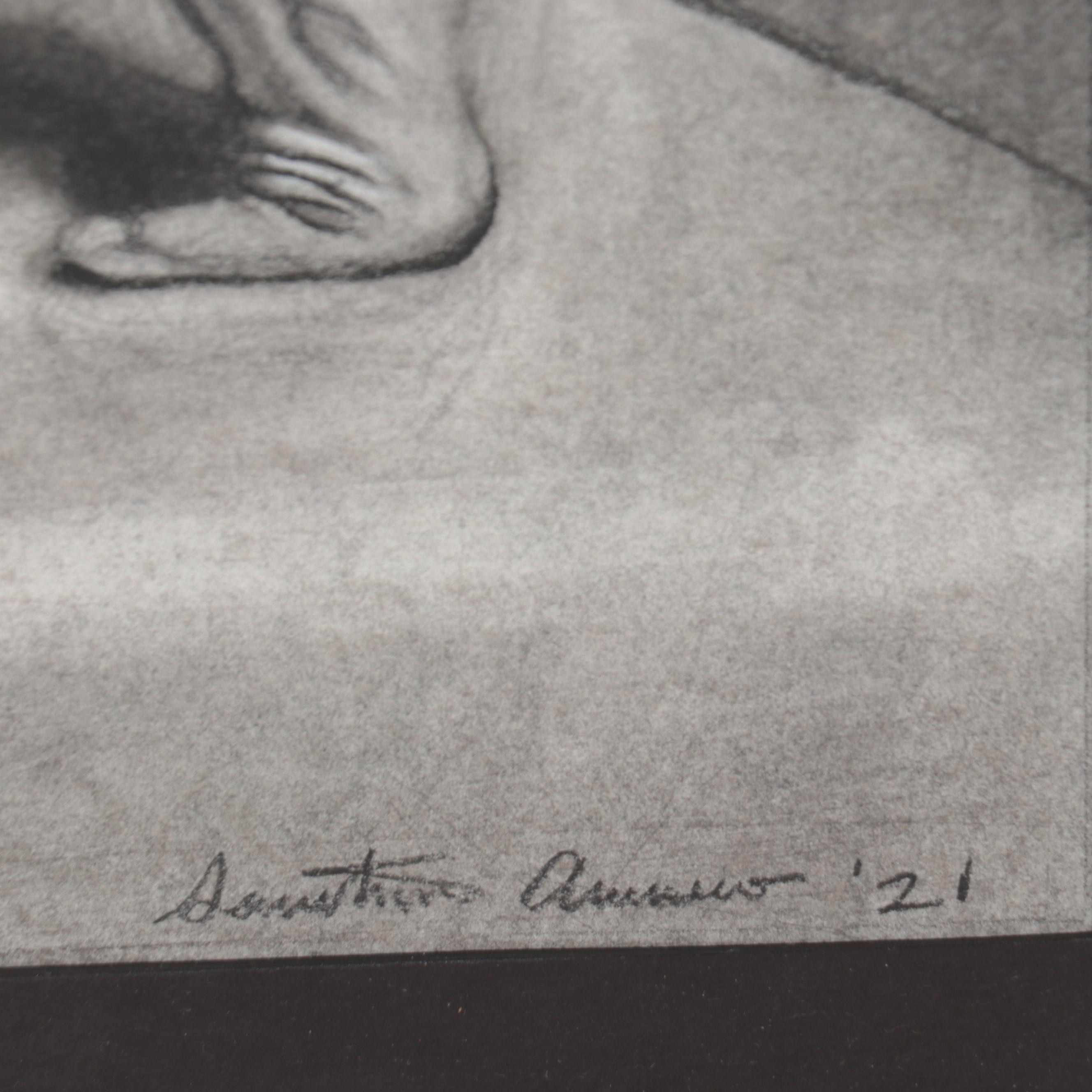 Samantha Amoroso Figural Charcoal Drawing "Cascading Light," 2021