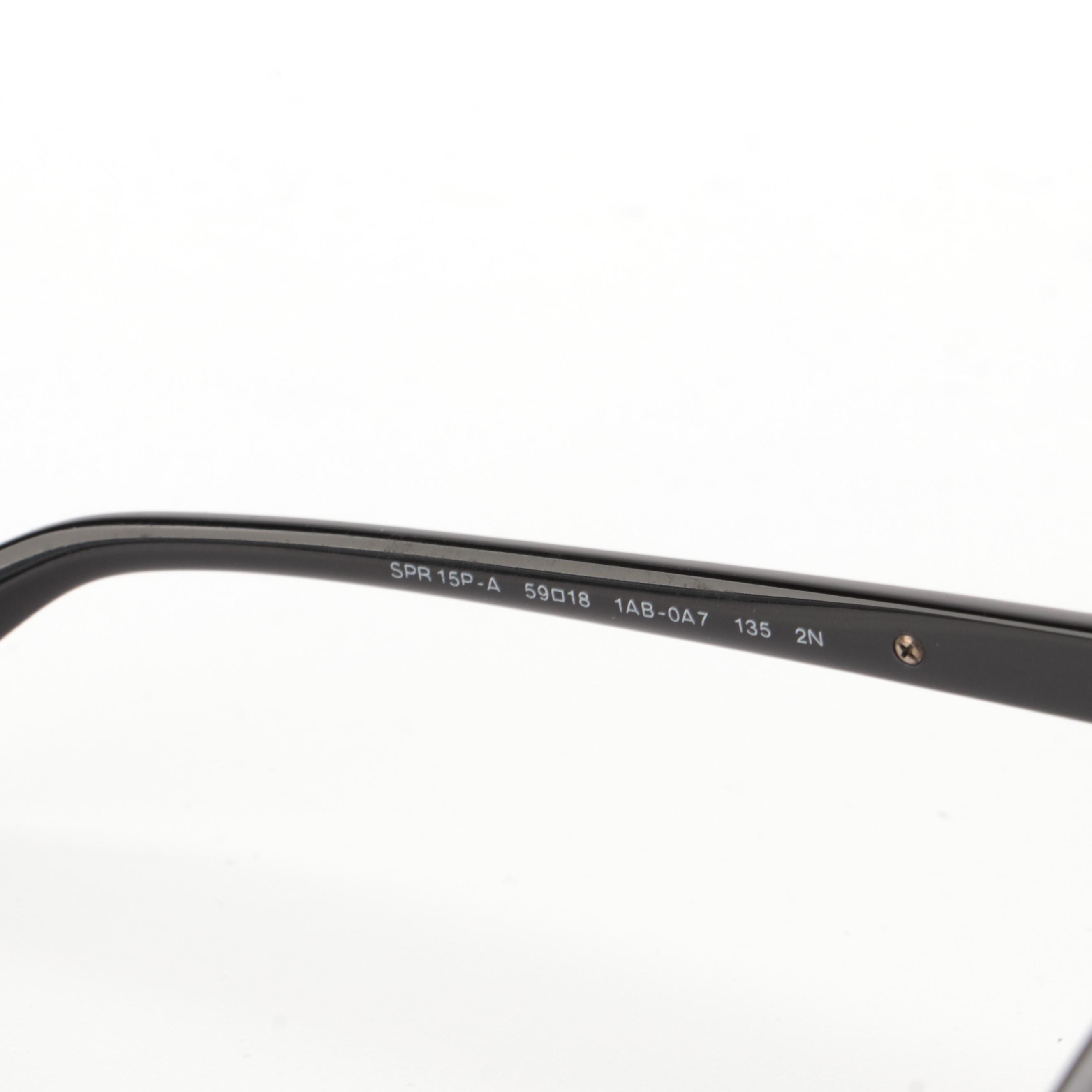 Prada SPR 15P-A Modified Cat Eye Sunglasses in Black with Gradient Lenses