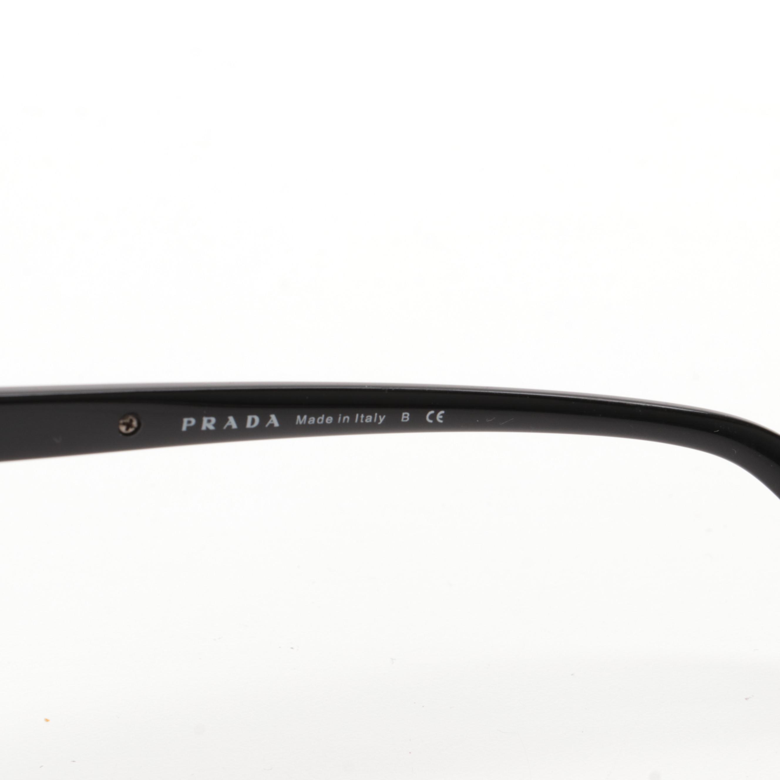 Prada SPR 15P-A Modified Cat Eye Sunglasses in Black with Gradient Lenses