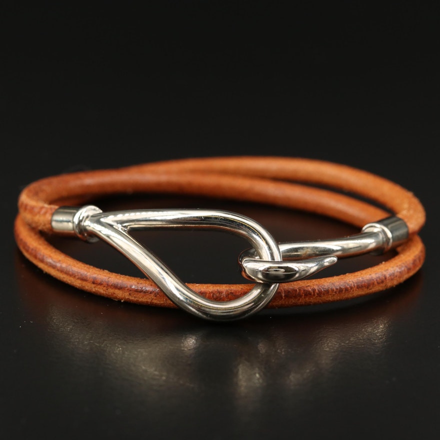 Hermès Double Tour Jumbo Hook Leather Bracelet