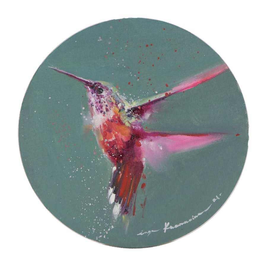 Inga Khanarina Oil Painting of a Hummingbird, 2021