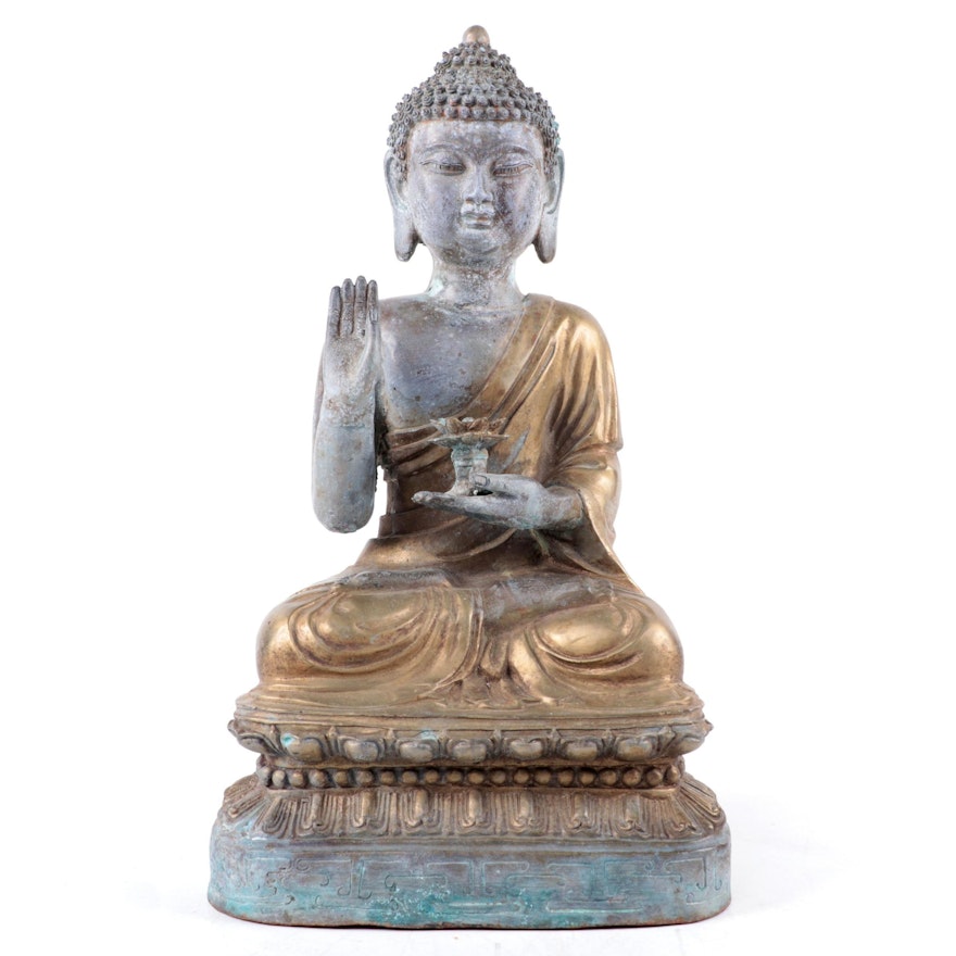 Chinese Bronze Buddha in Abhaya Mudra