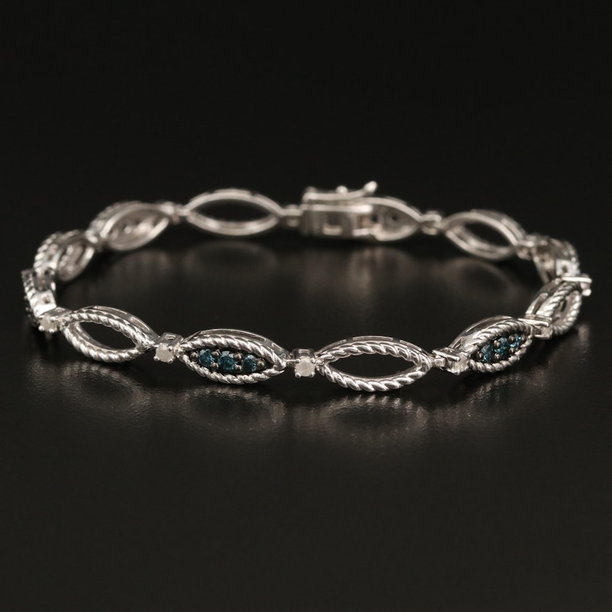 Sterling Diamond Station Bracelet