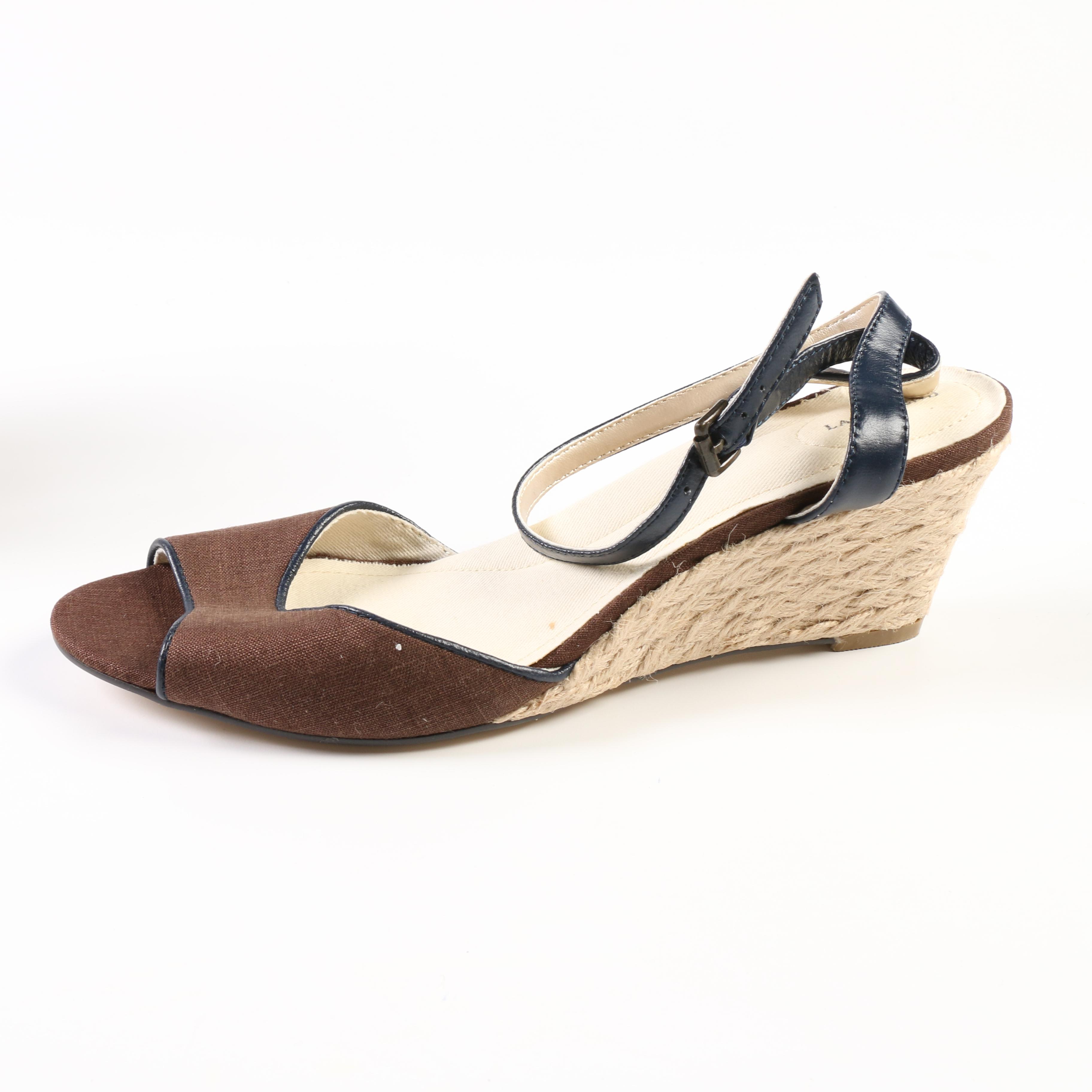 Lands' End Hadley Espresso Mid-Wedge Sandals and Tea Rose Suede Strappy Sandals