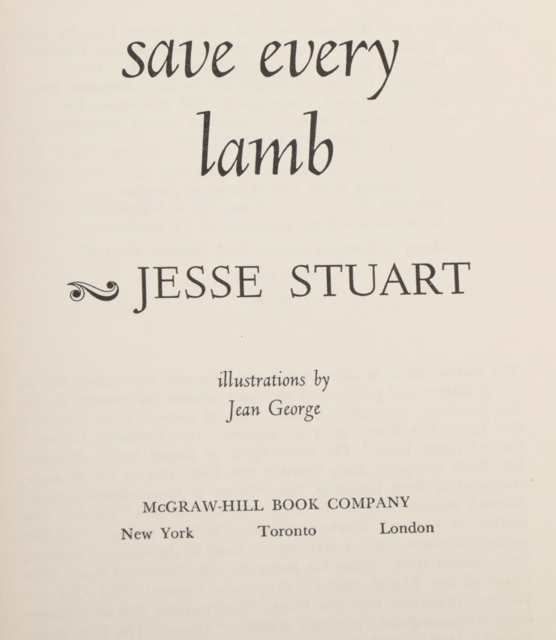 Signed First Edition "Save Every Lamb" by Jesse Stuart and More Fiction Books