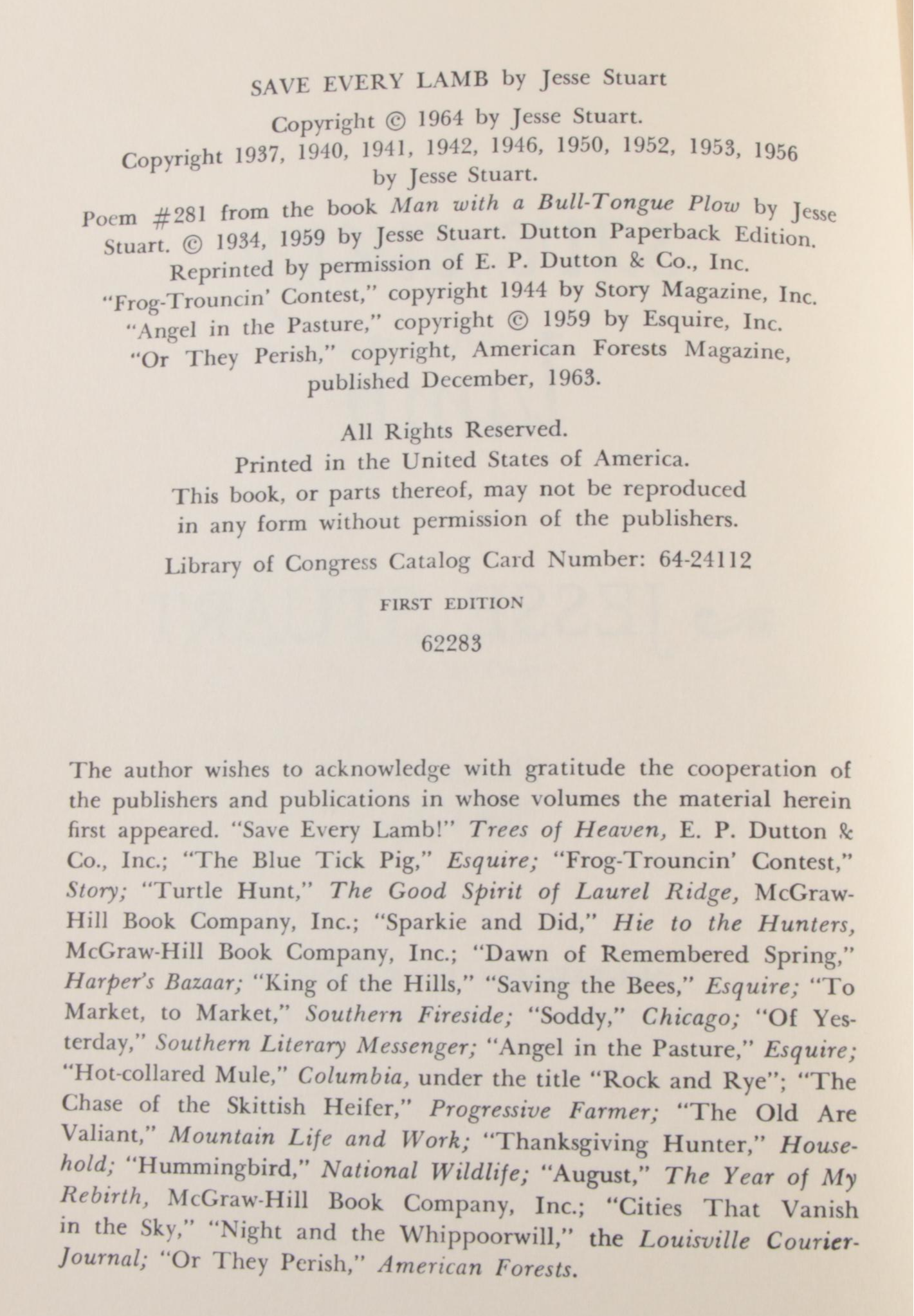 Signed First Edition "Save Every Lamb" by Jesse Stuart and More Fiction Books