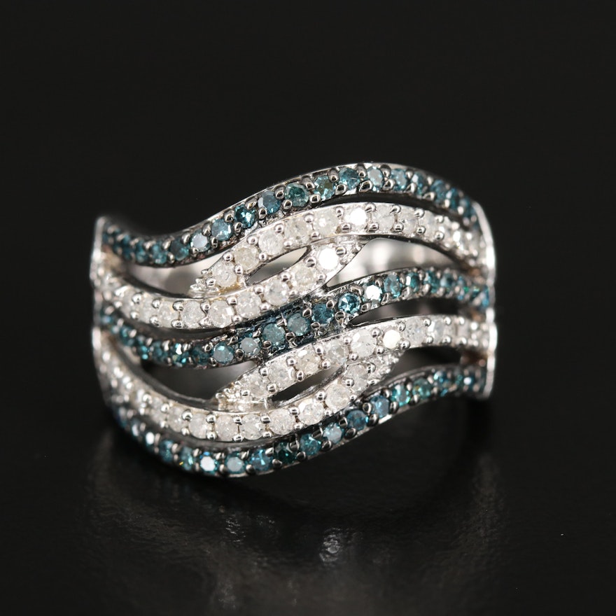 Sterling 1.00 CTW Diamond Wave Ring