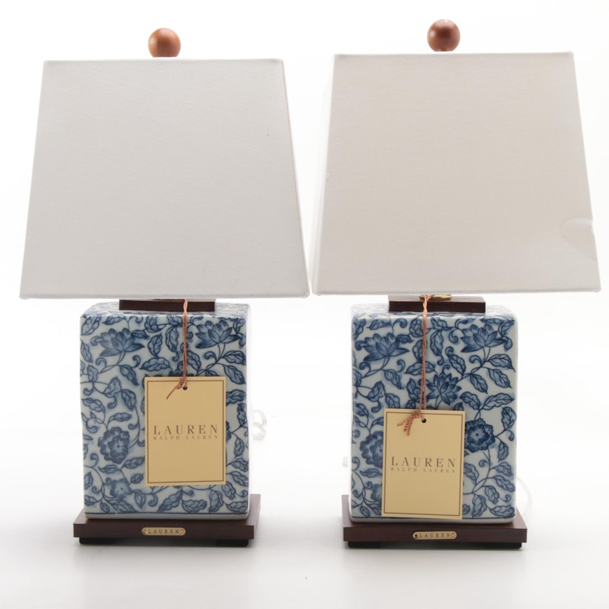LAUREN Ralph Lauren Blue and White Ceramic Table Lamps