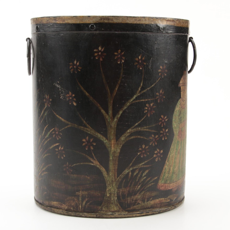 Tole-Peinte, Parcel-Gilt, and Chinoiserie-Decorated Cache Pot, 19th Century