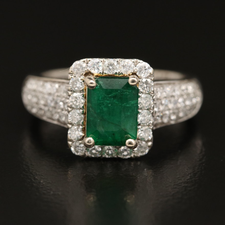 14K 1.65 CT Emerald and Diamond Ring