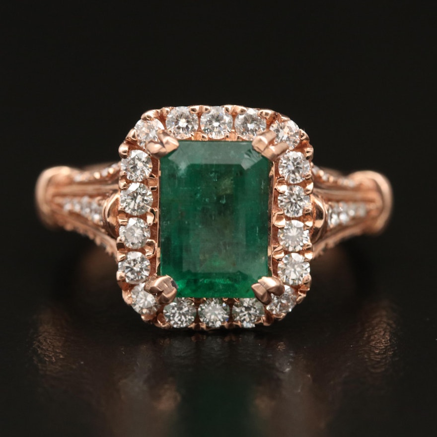 14K 2.45 CT Emerald and 1.00 CTW Diamond Ring