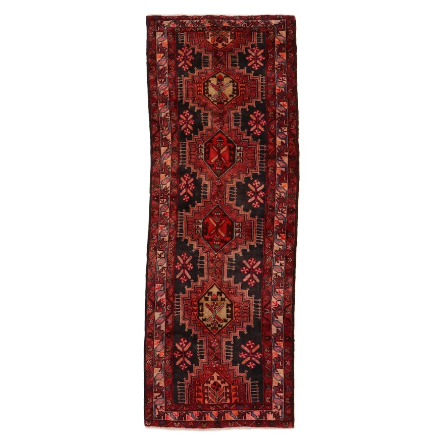 3'10 x 10'9 Hand-Knotted Persian Heriz Long Rug, 1950s