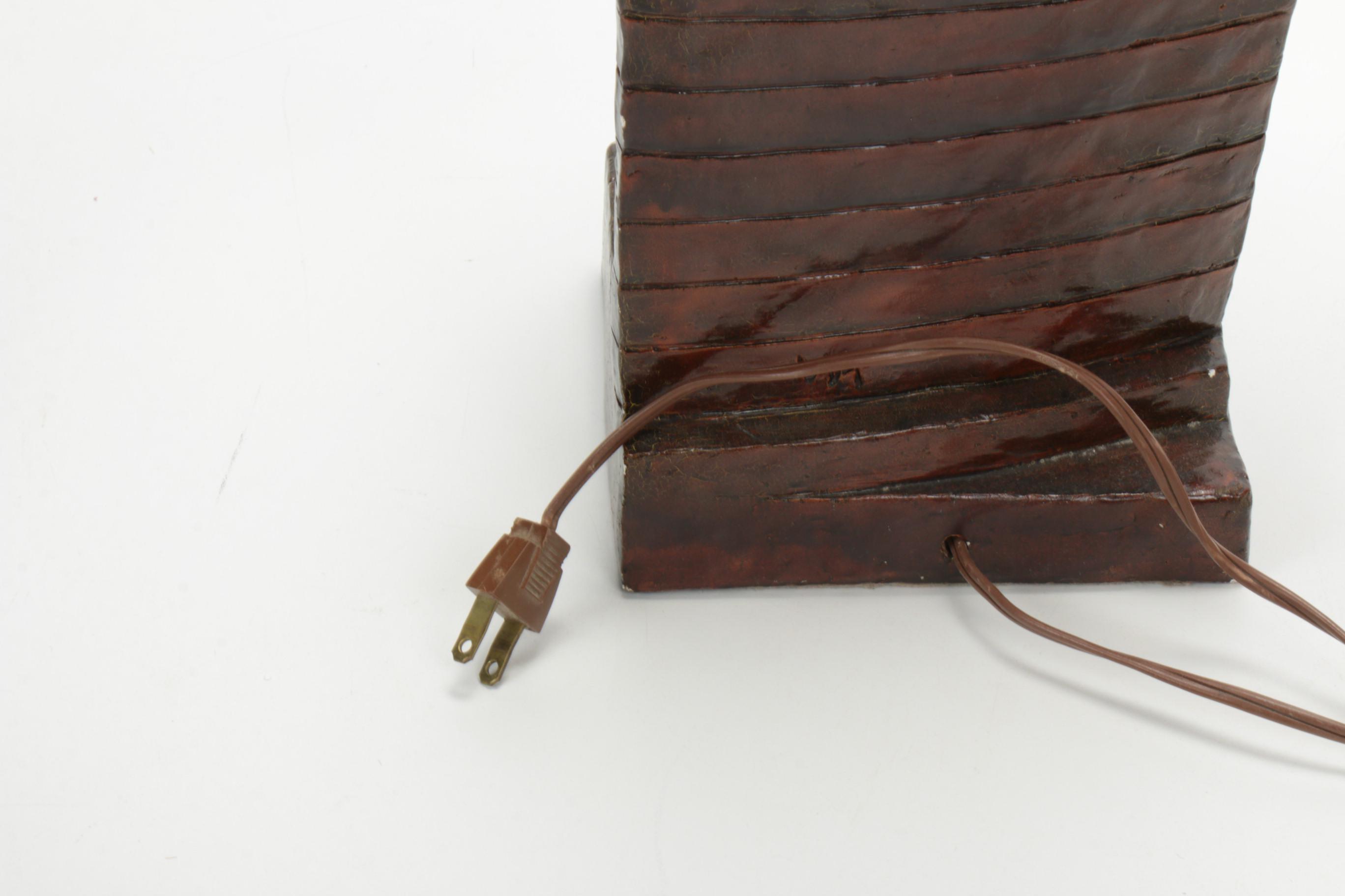 Chalkware Fisherman Table Lamp, Mid-20th Century