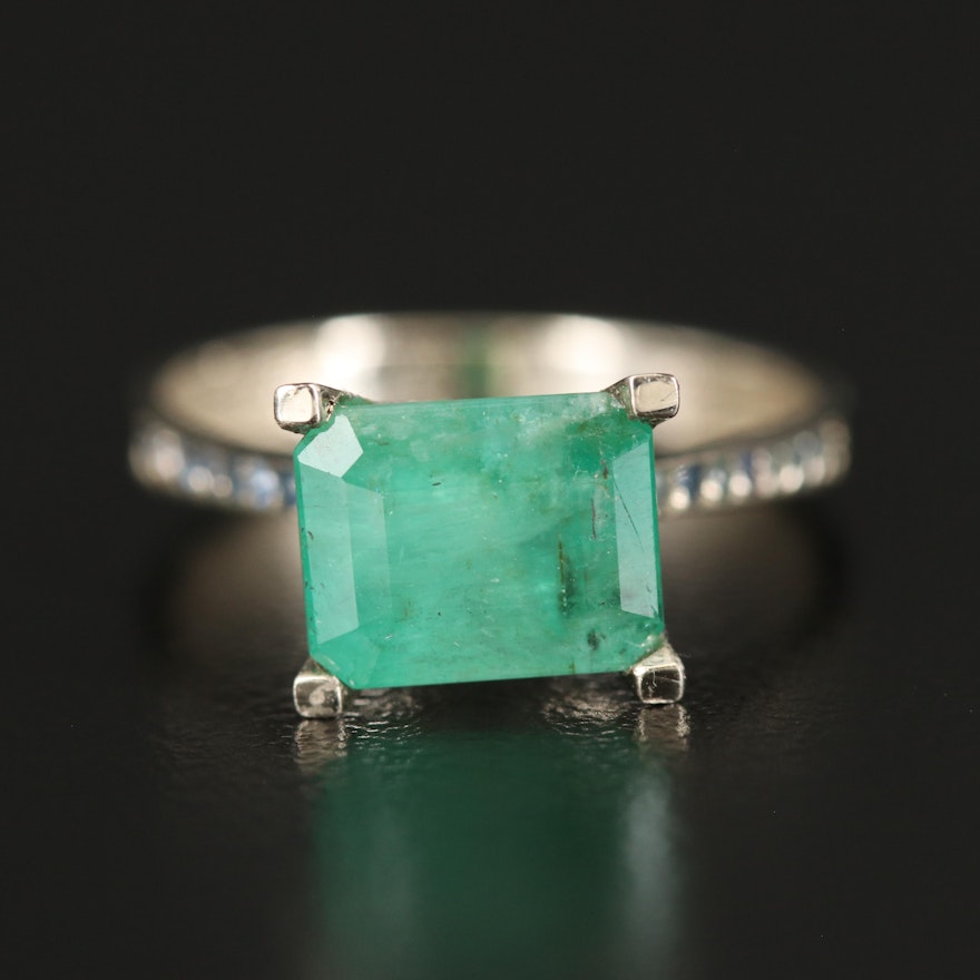 14K Emerald Ring with Sapphires and Diamonds