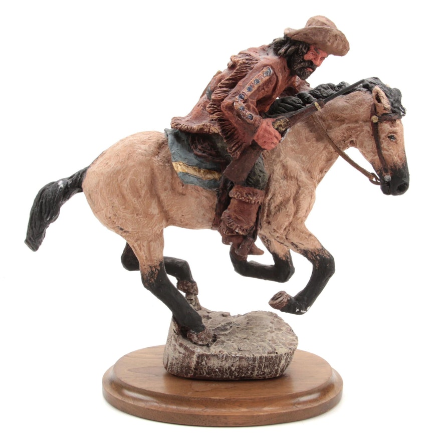 Daniel Monfort Plaster Sculpture of a Bronco Rider With Rifle