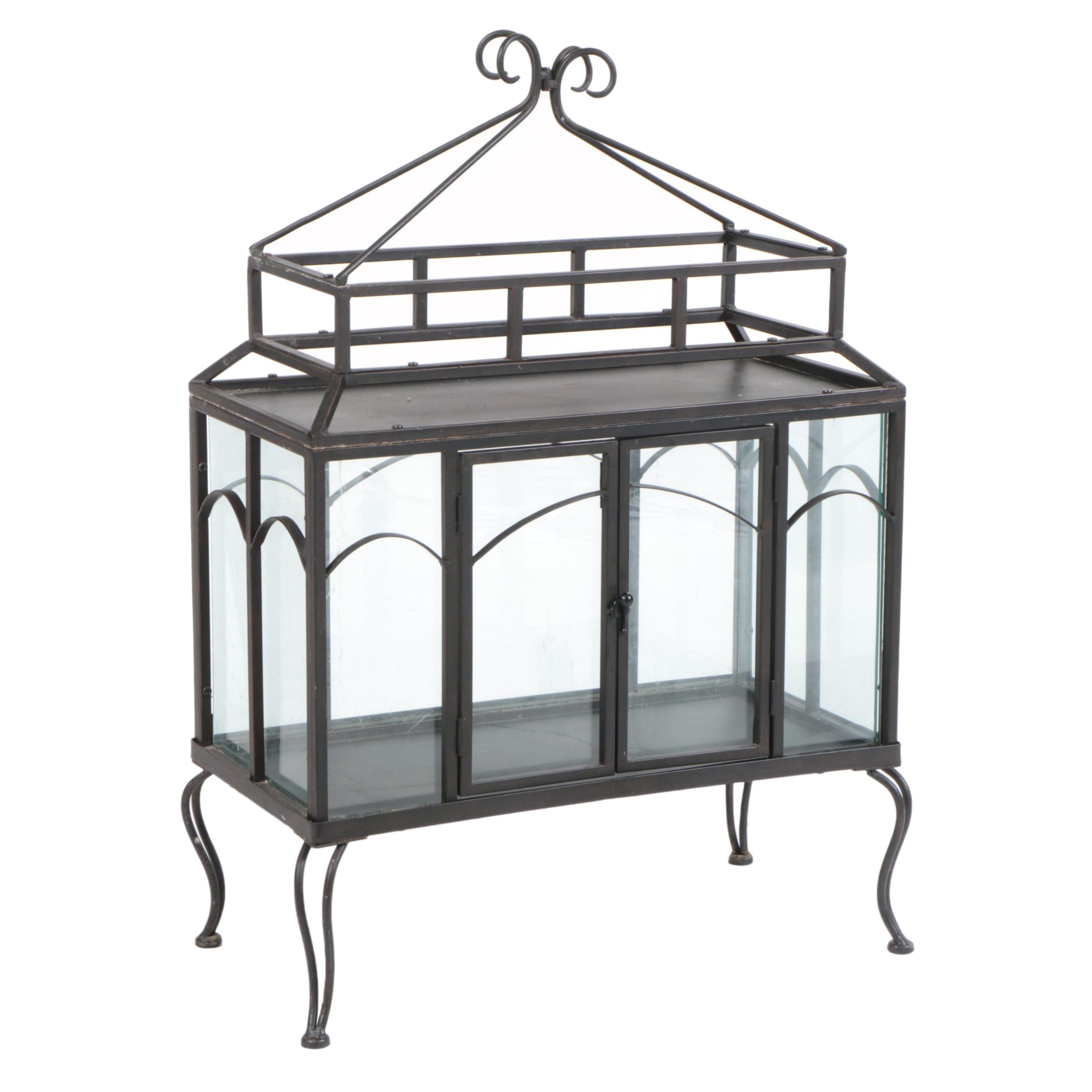 Wrought Iron and Glass Terrarium, Late 20th Century