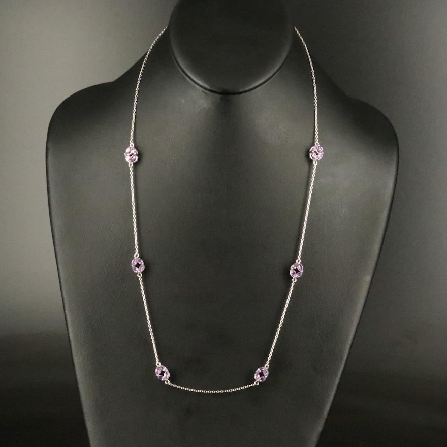 Sterling Amethyst Station Necklace