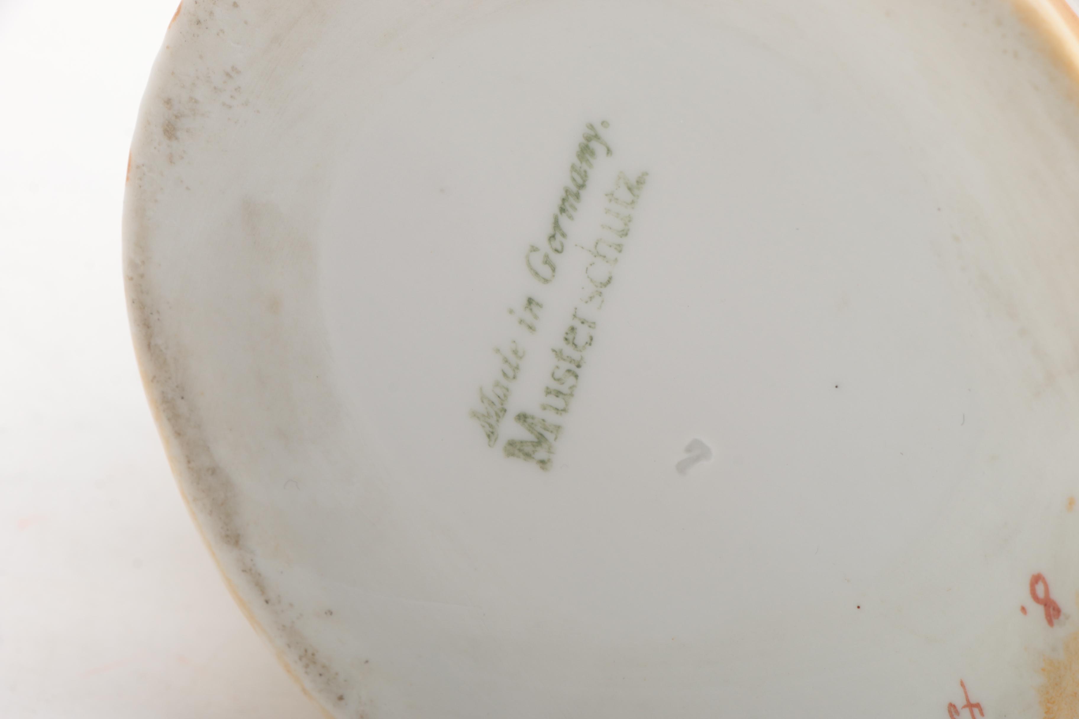 Volkstedt Porcelain Borzoi Figurine with Musterschutz Otto von Bismarck Stein