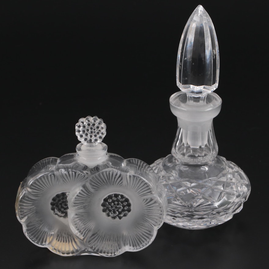 Lalique "Two Flowers" and Waterford Crystal Perfume Bottles
