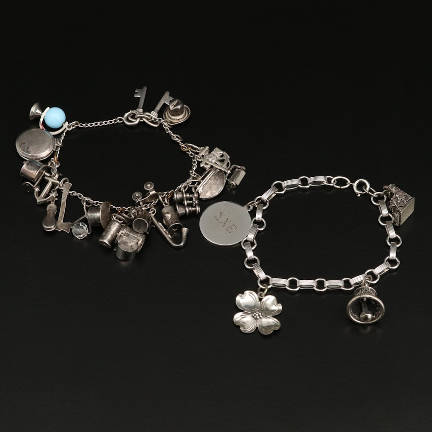 Vintage Sterling Silver Charm Bracelets