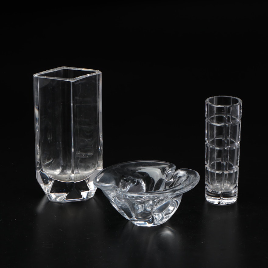 Ceska Crystal Vases and Ashtray