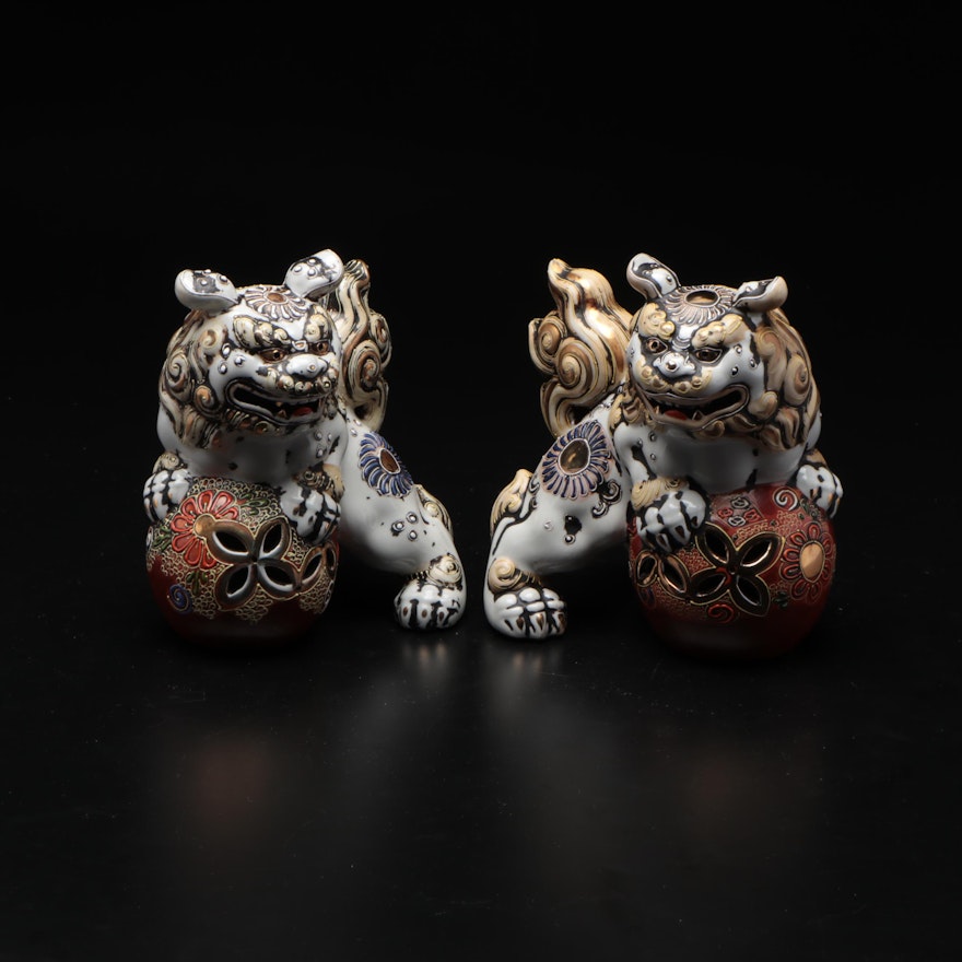 Ceramic Japanese Komainu Figurines