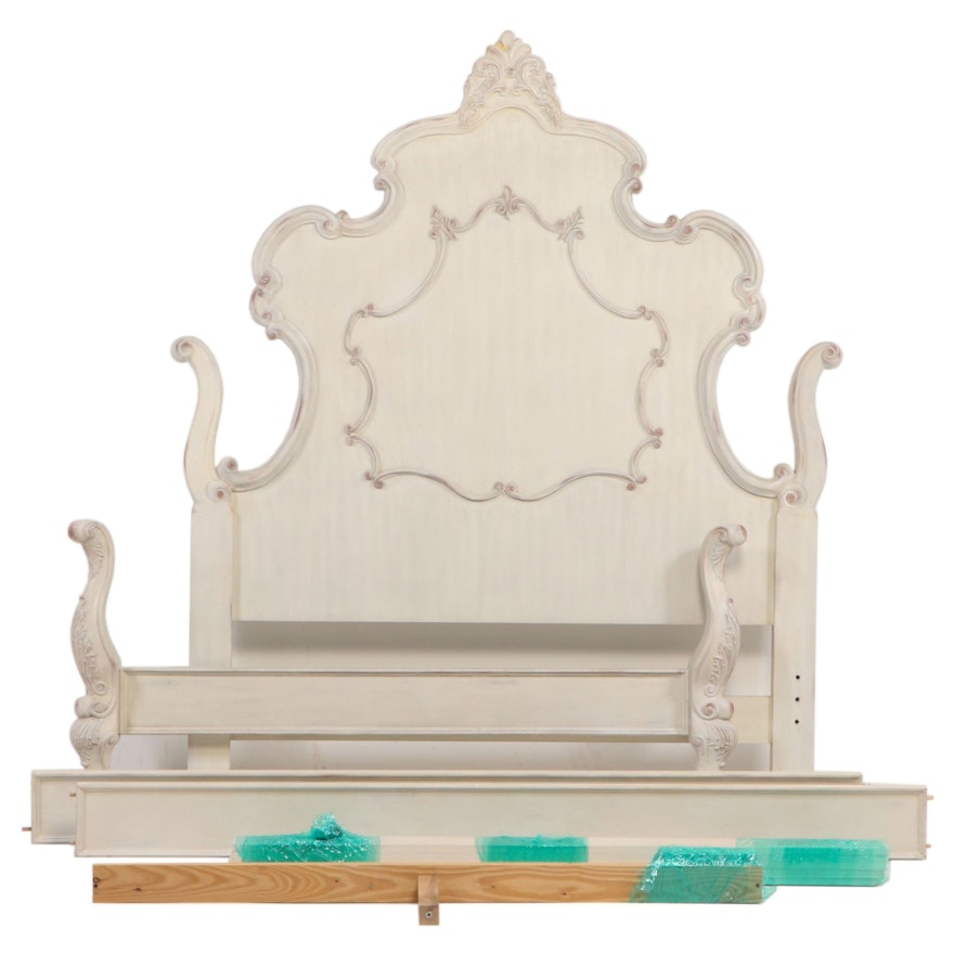 Pulaski Furniture "Chez Nicole" Louis XV Style Painted Queen Size Bed Frame