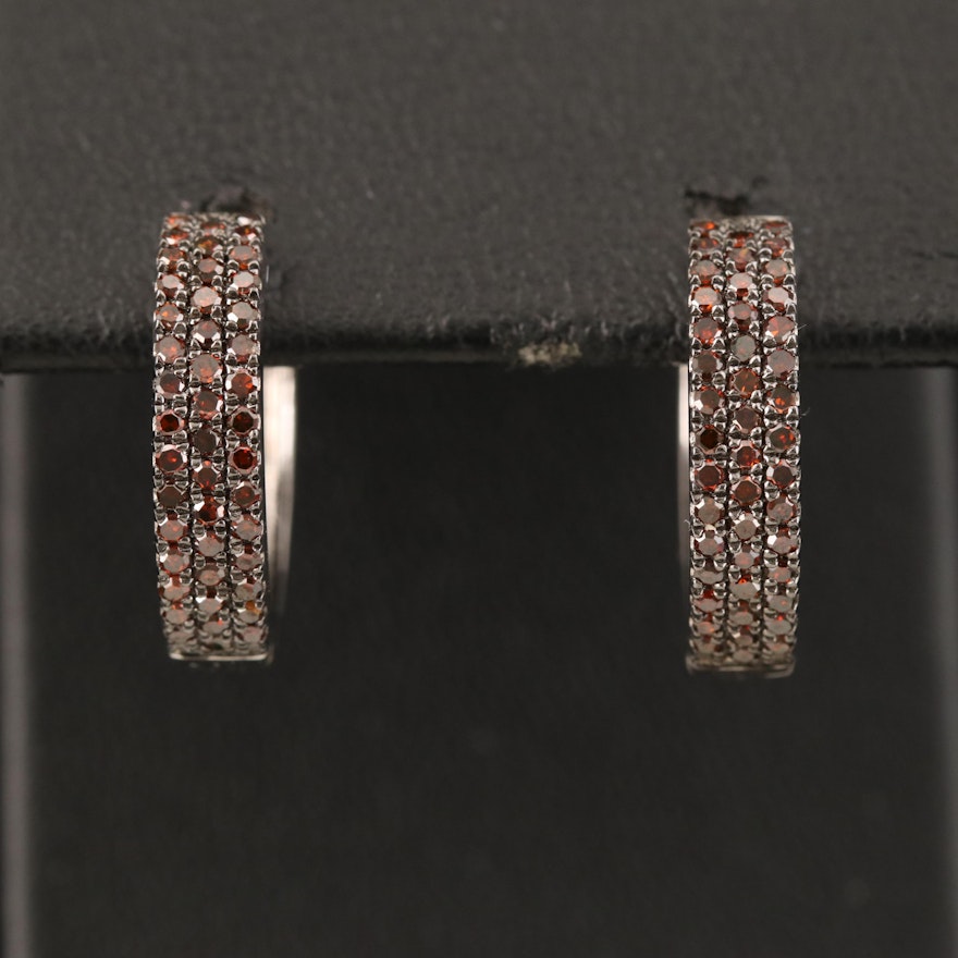 Sterling Diamond Hoop Earrings