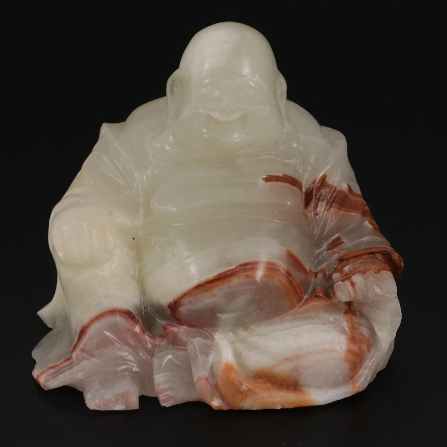 Chinese Style Carved Onyx Budai Figure