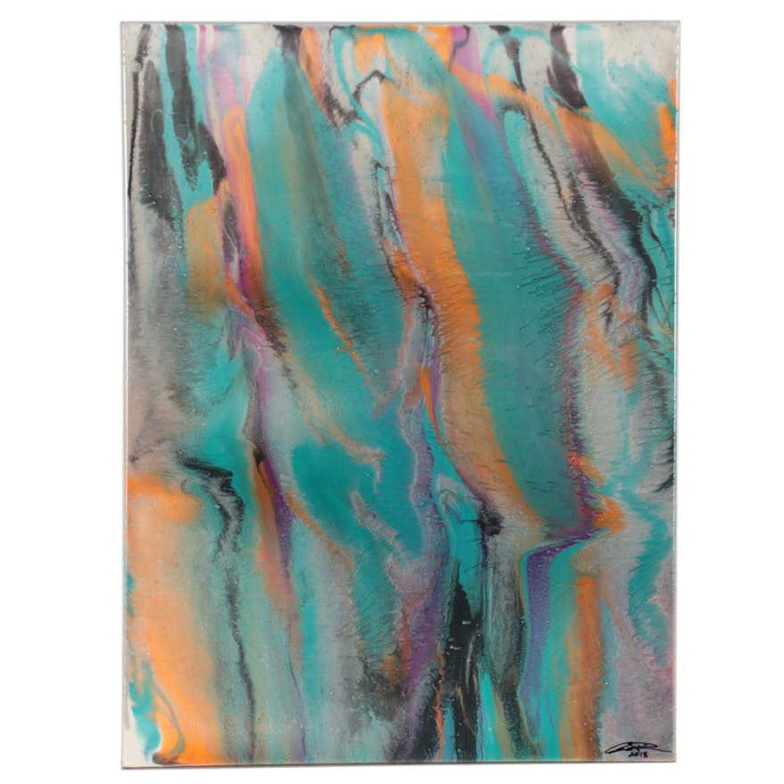 Aaron Richardson Abstract Acrylic Pour Painting, 2018