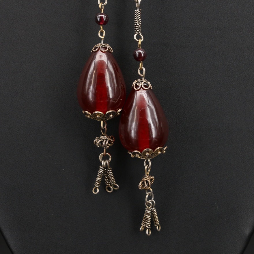 Vintage Cherry Amber Bakelite Sautoir Necklace