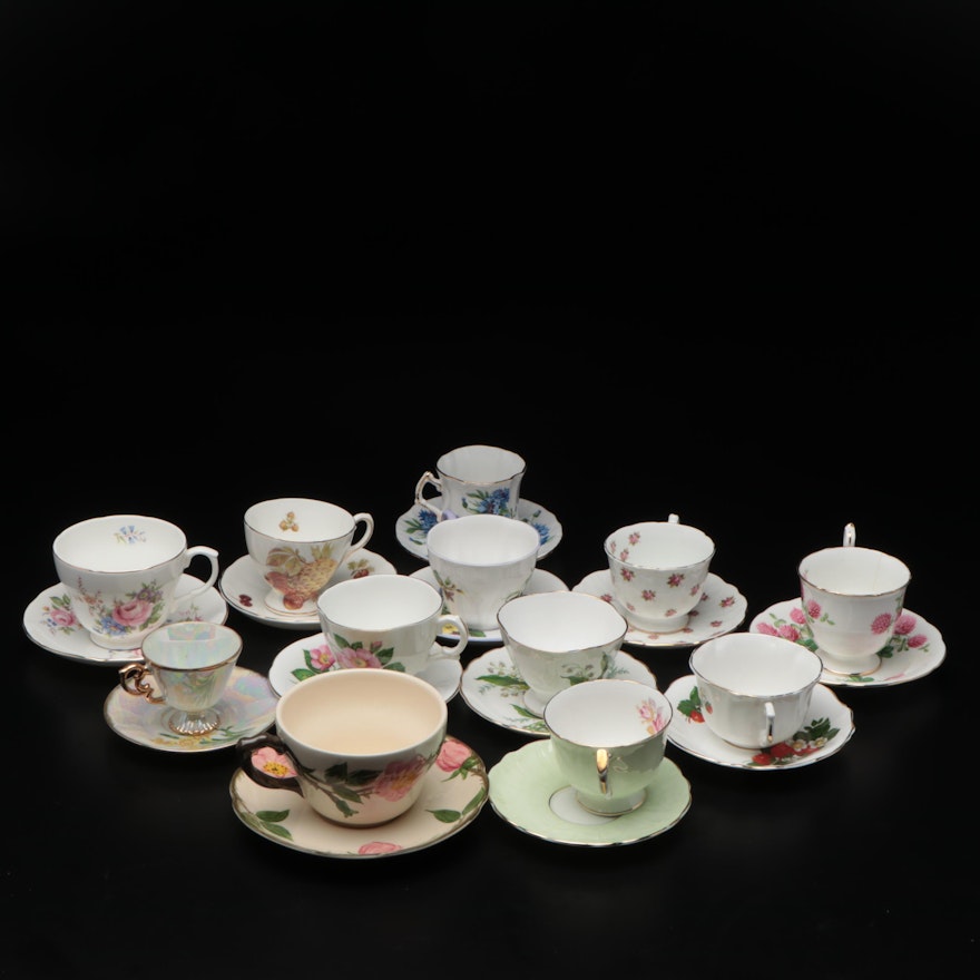 Franciscan and Other Porcelain Teacups and Saucers