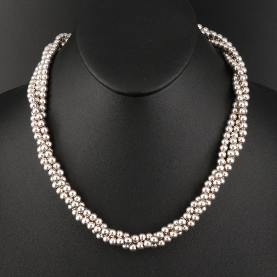 Sterling Silver Multi-Strand Bead Necklace