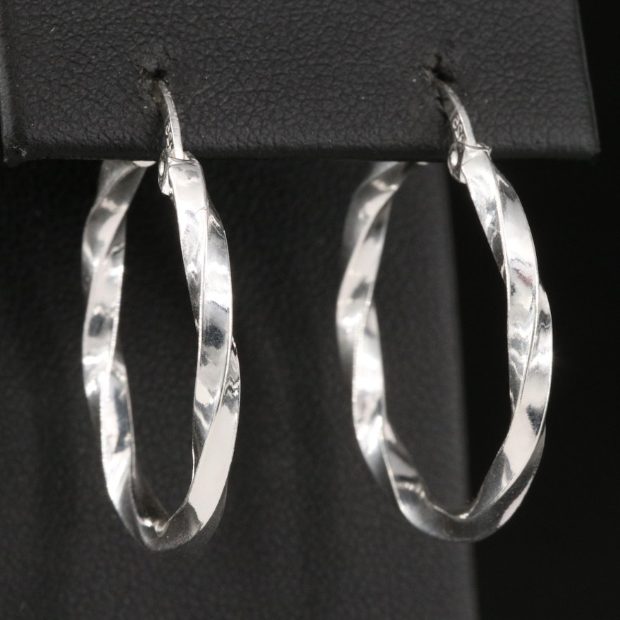 Sterling Silver Twisted Wire Hoop Earrings