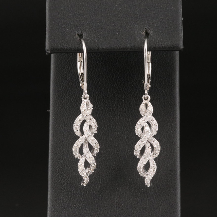 Sterling Silver Diamond Drop Earrings