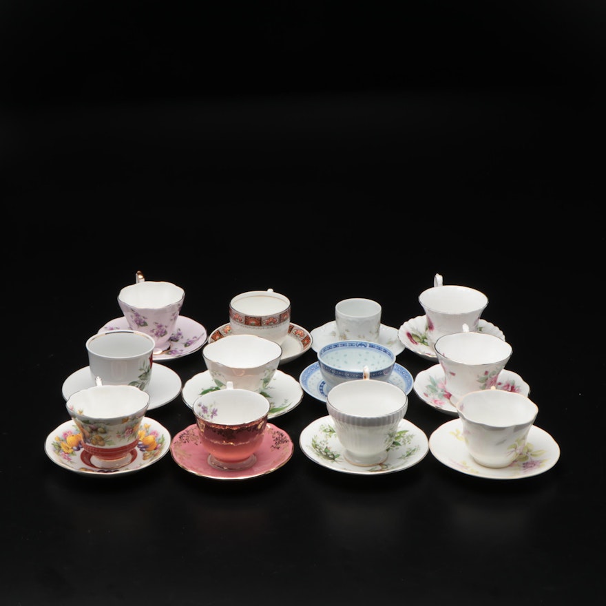 Royal Standard and Other Fine Bone China Teacups and Saucers