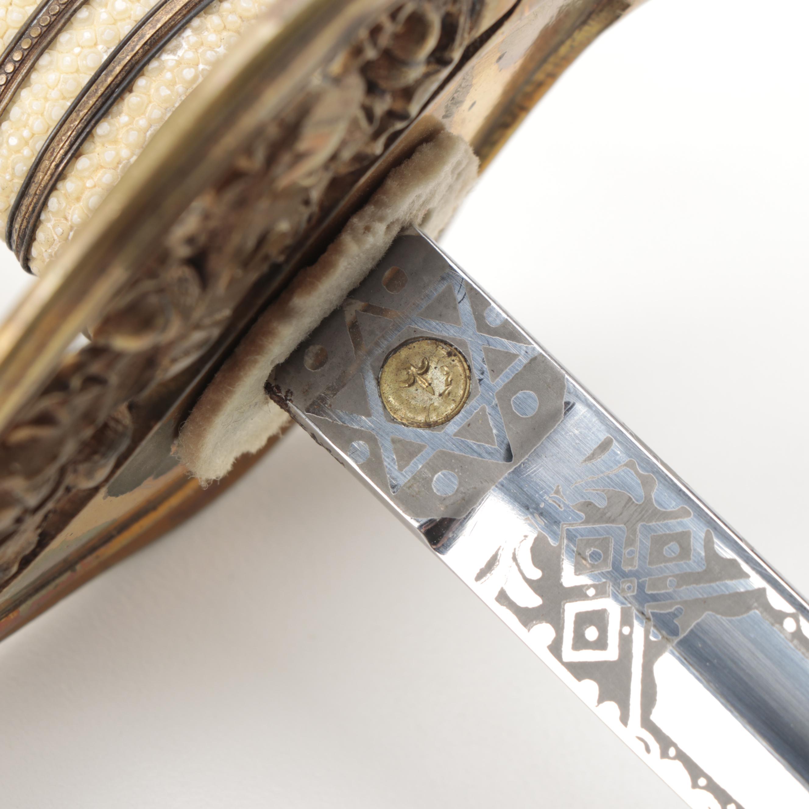 Navy Officers Sword with Oak Presentation Plaque