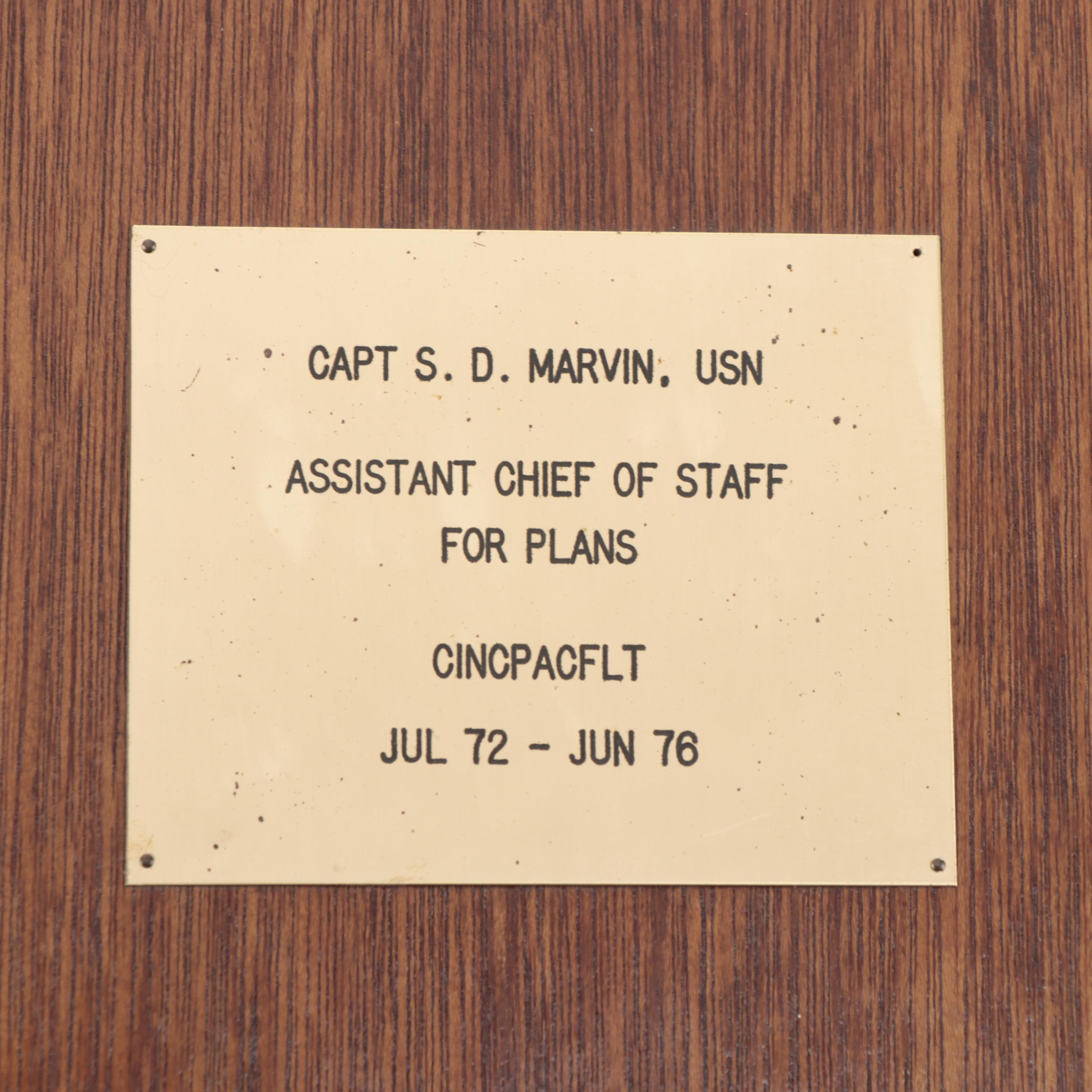 Navy Officers Sword with Oak Presentation Plaque