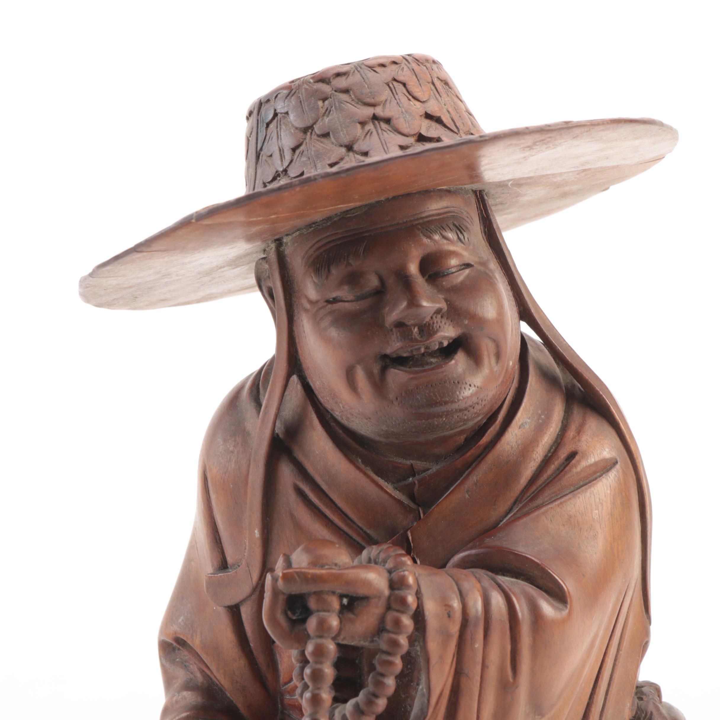 Chinese Carved Wood Figure, Mid to Late 20th Century