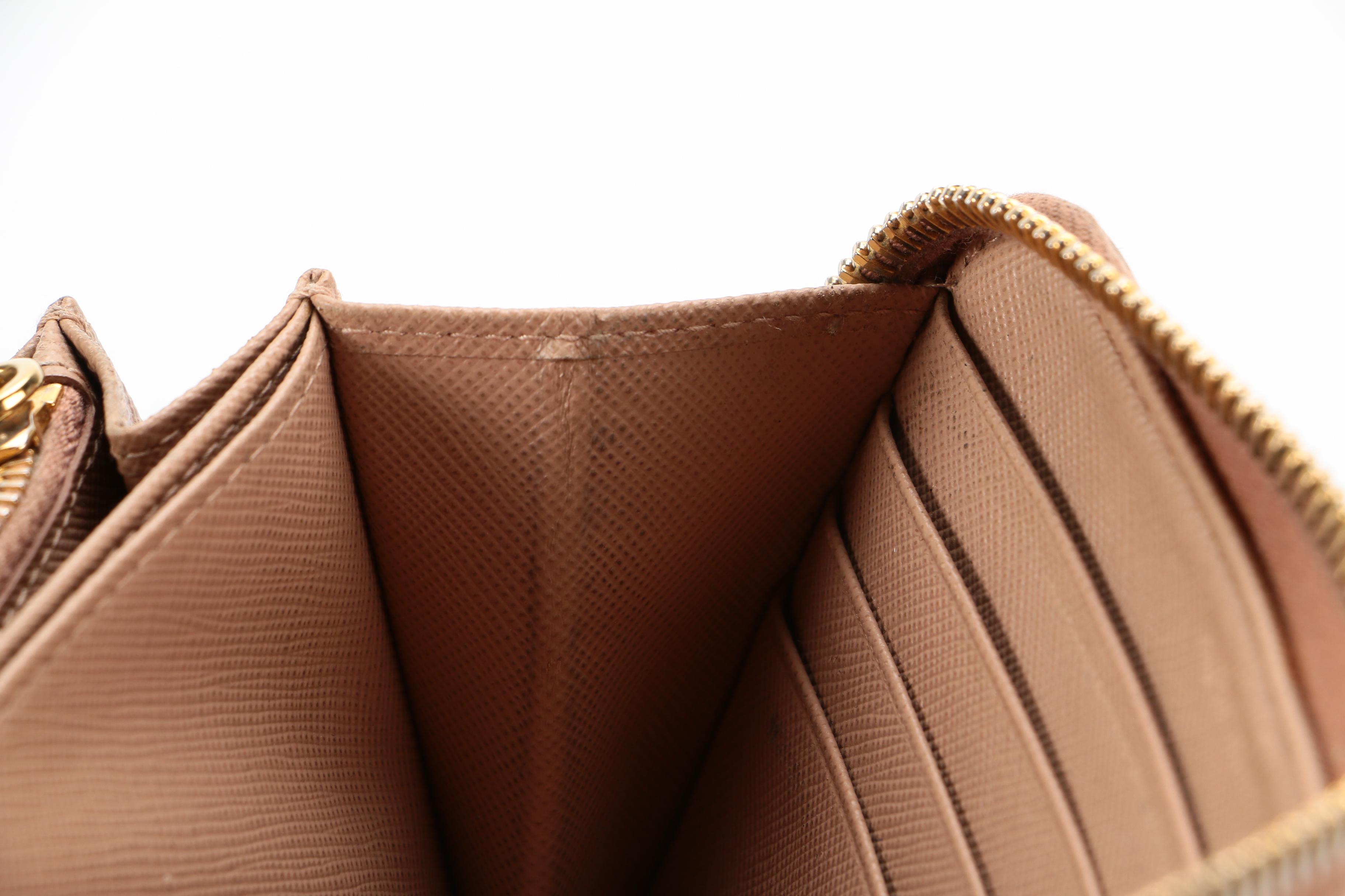 Prada Zip Wallet in Beige Saffiano Leather