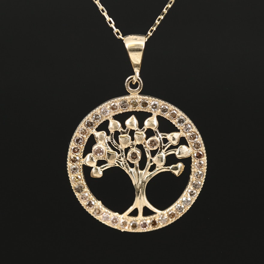 14K Diamond Tree of Life Necklace