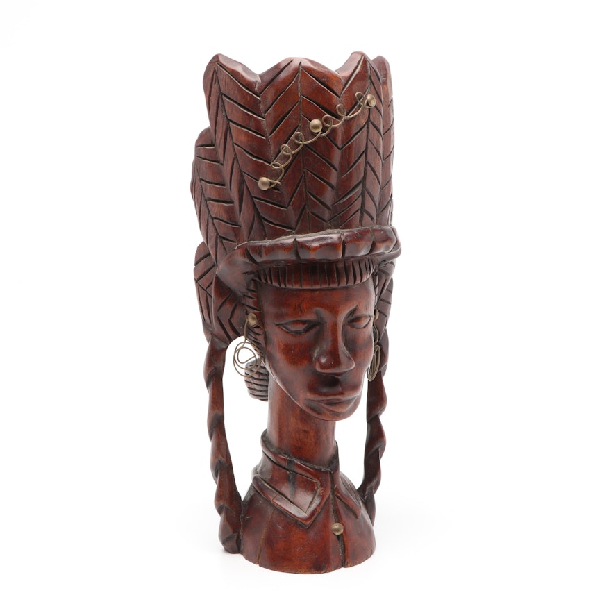 F. Martel Carved Wood Embellished Bust