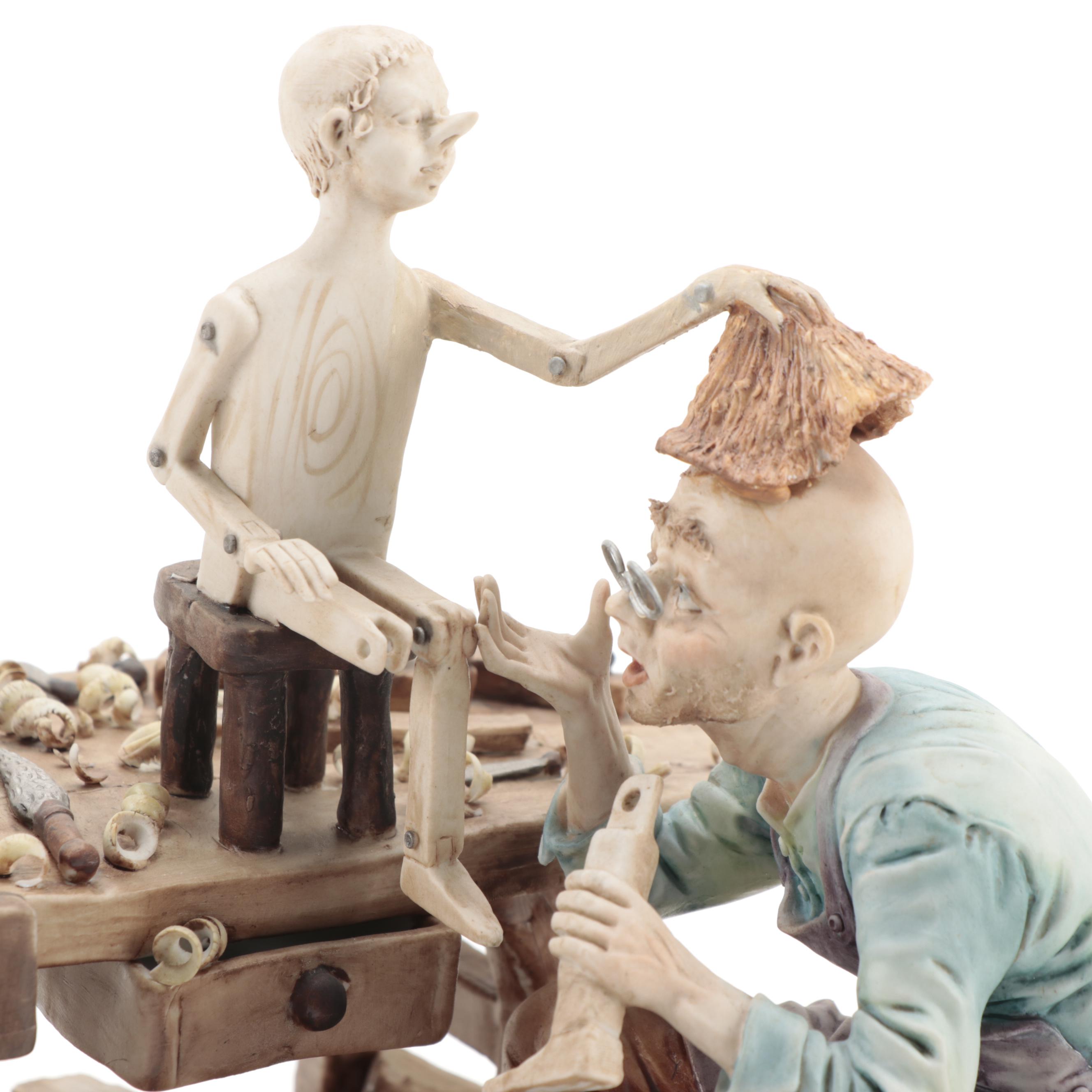 Mario Alparone for Capodimonte Pinocchio and Geppetto Porcelain Figurine