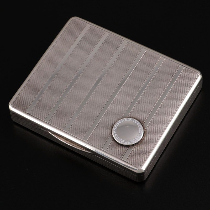 Louis Kuppenheim German Engine-Turned 900 Silver Cigarette Case, Early 20th C.