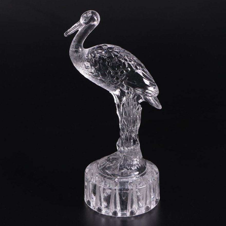 Cambridge Glass "Heron" Floral Frog, Early to Mid-20th Century