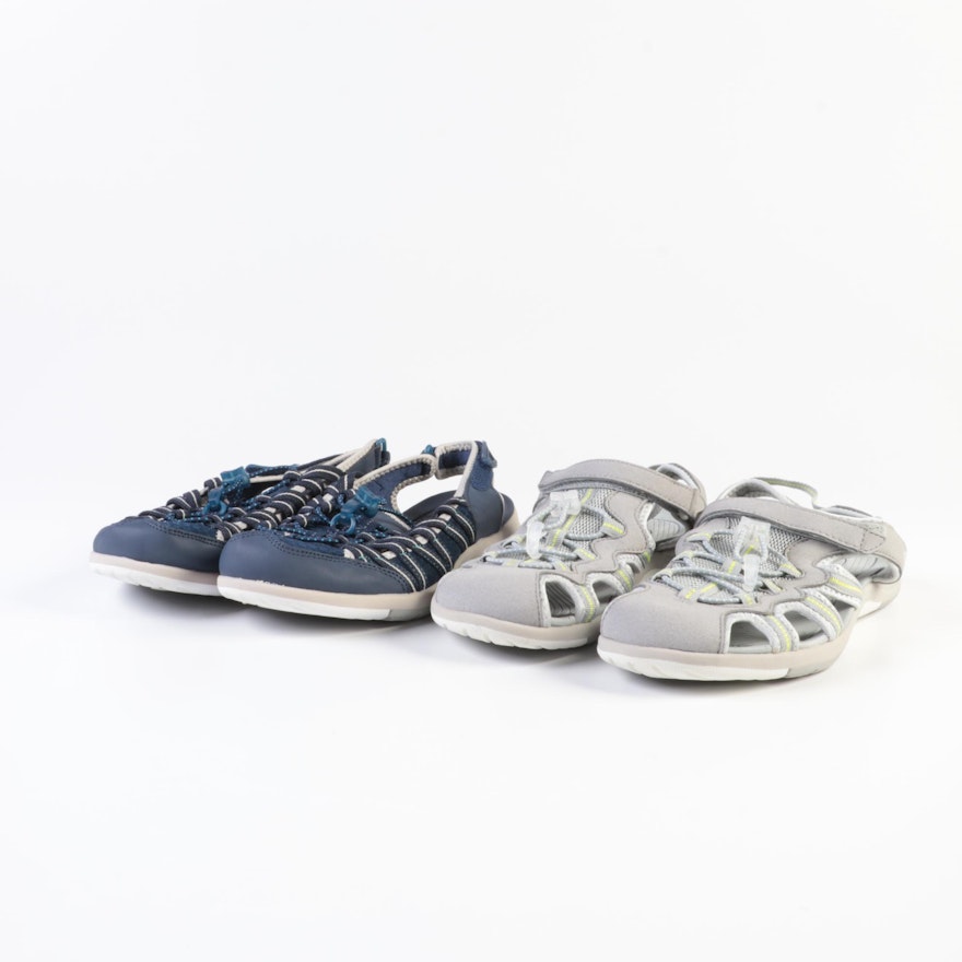 Lands' End Water Sandals in Deep Sea and Silver Frost