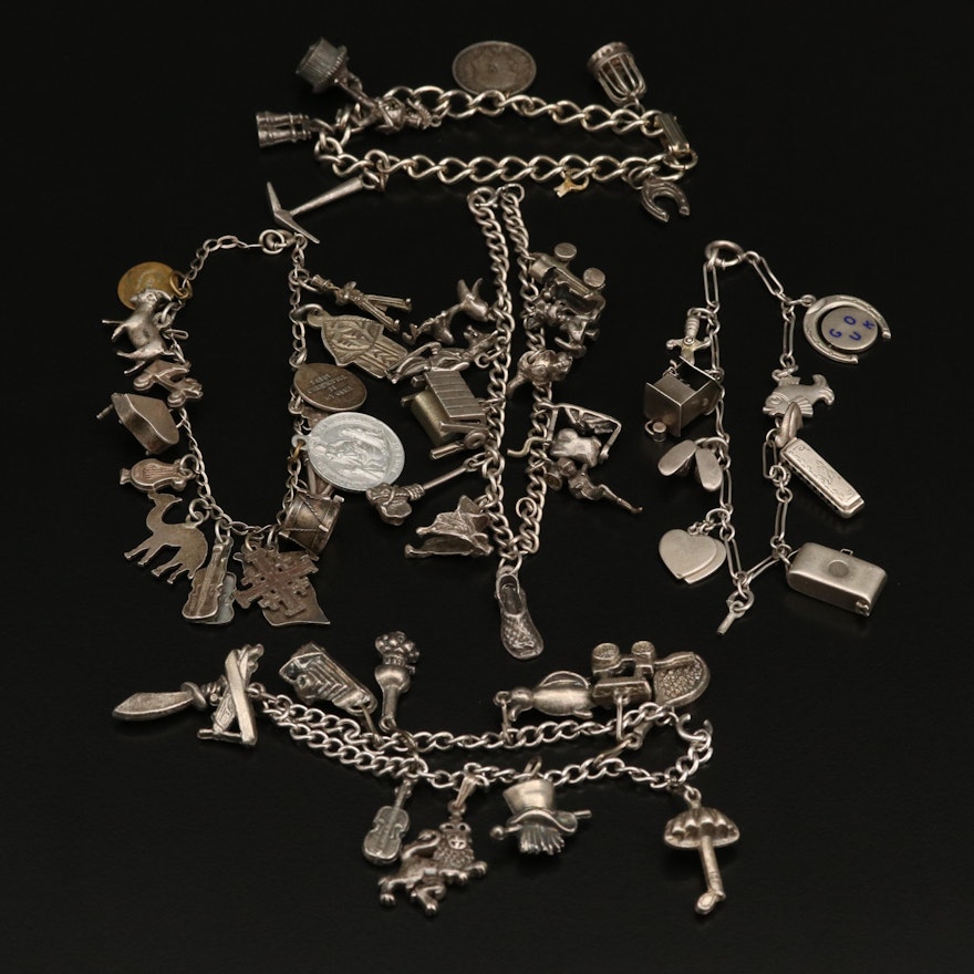 Selection of Charm Bracelets Featuring Sterling Silver