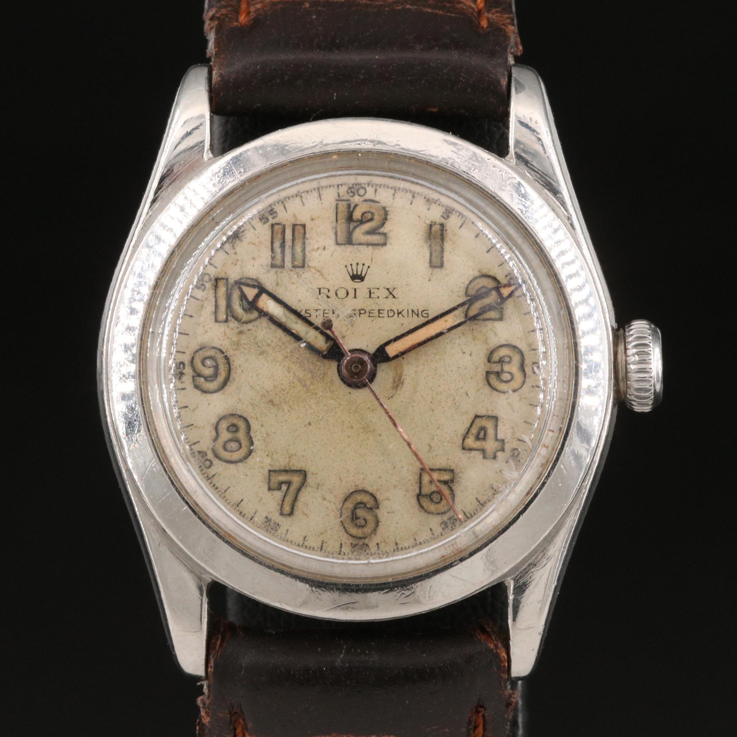 1946 Rolex Oyster Speedking Stainless Steel Stem Wind Watch