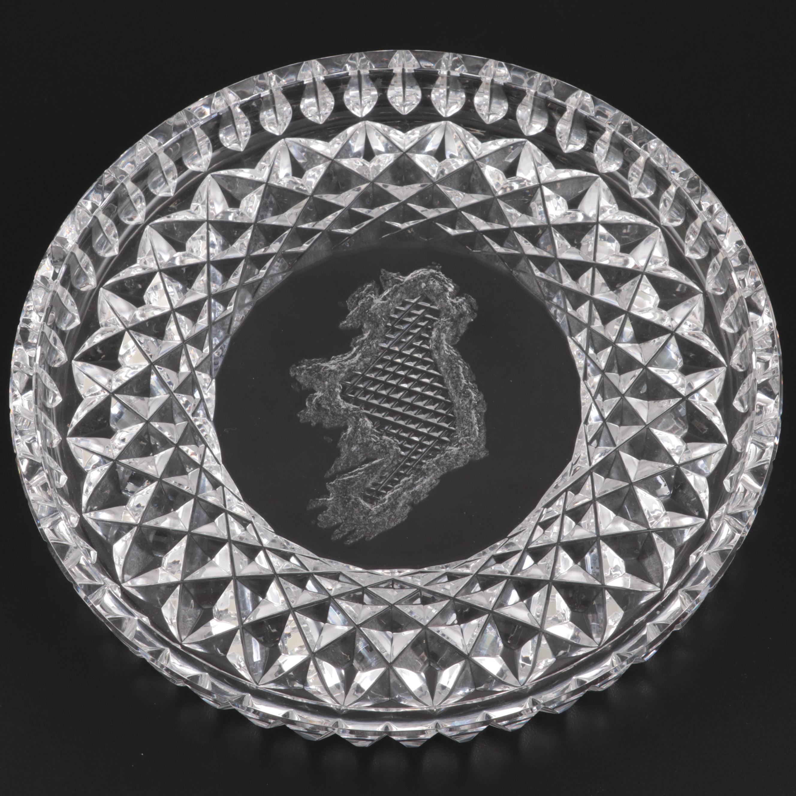 Waterford Crystal Island of Ireland Tray and Desk Clocks and Shamrock